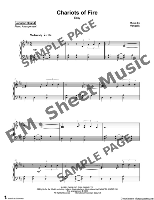 Chariots of fire piano hotsell